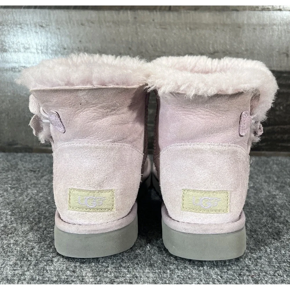 UGG Classic Mini Bailey Button Boots Poppy Pink Suede EU 38 US 7